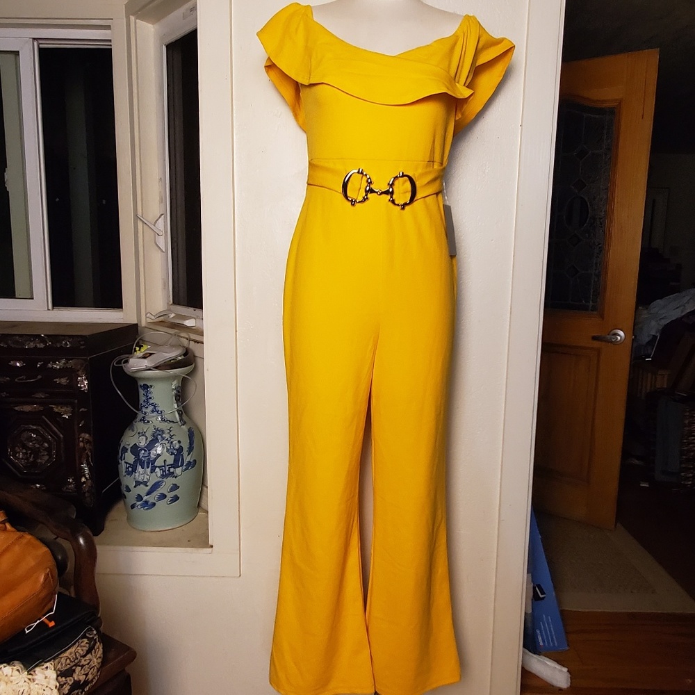 J For Justify Mustard Yellow Belted Jumpsuit